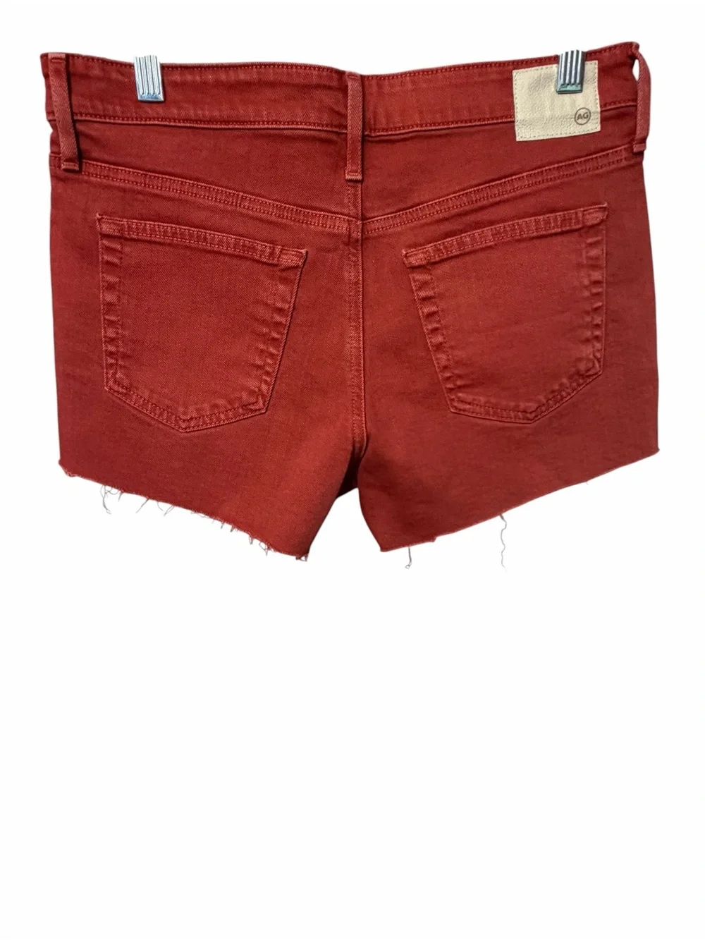 The Bryn Women’s High-Rise Rust Red Denim Shorts